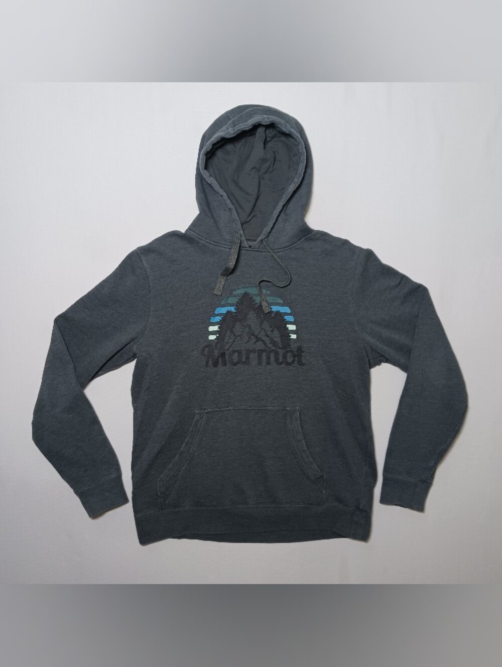 Marmot For Life Mens Pullover Fleece Hoodie Medium Gray Cotton Poly